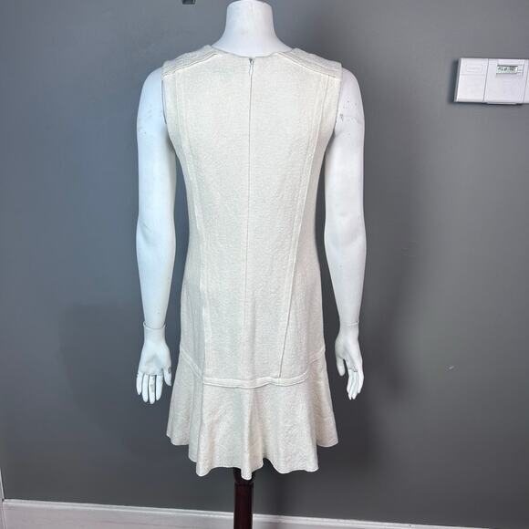 Ann Taylor dress size 4 felt boucle wool cream drop waist school girl minimalist - Picture 8 of 13